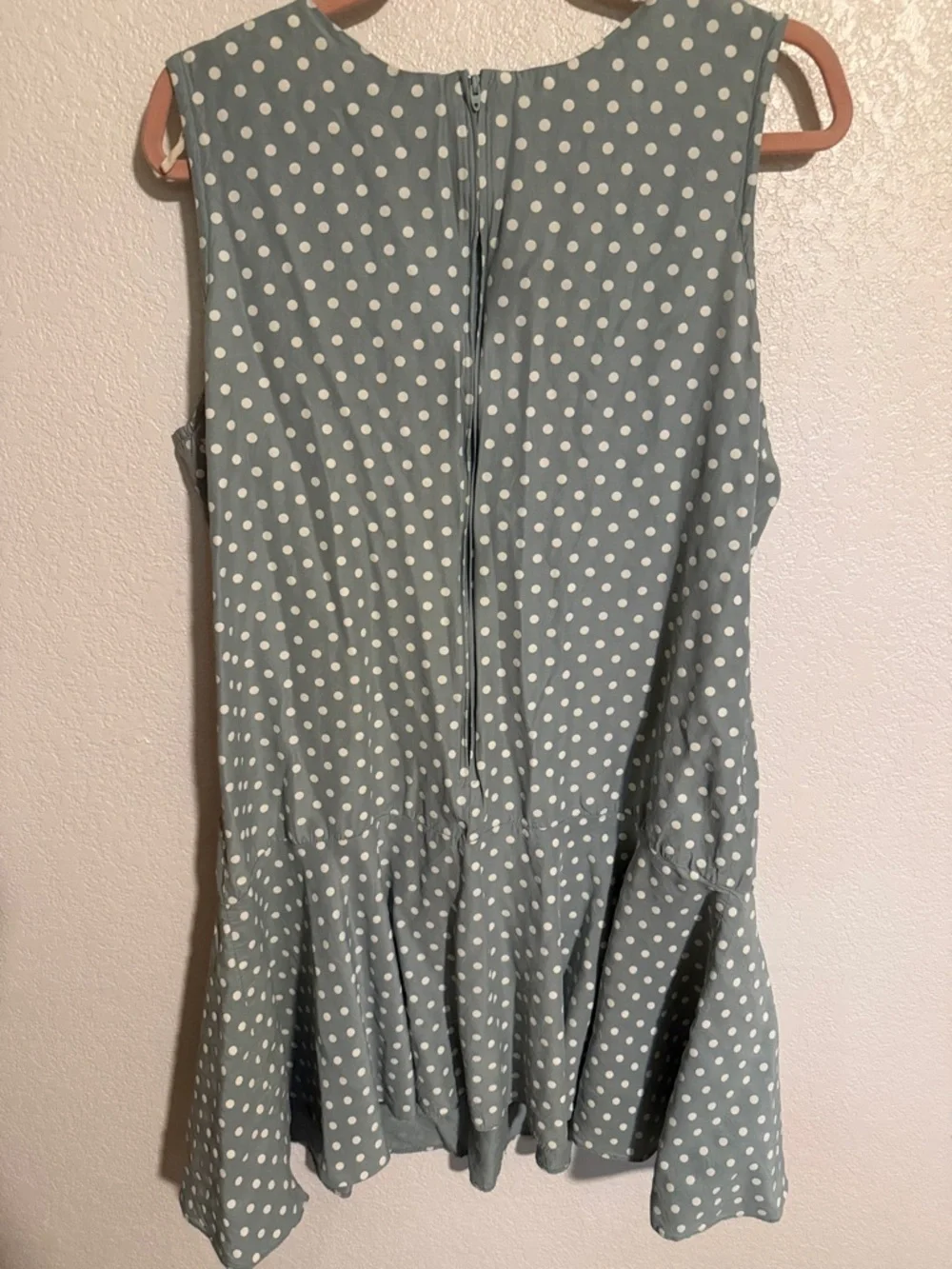 Vintage B.G.B. Ltd. Blue White Polka Dots Drop Waist Mini Dress 80s Size 14